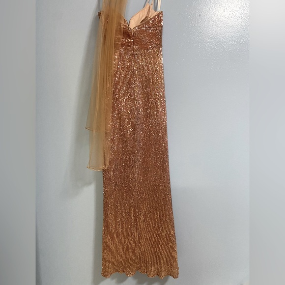 Cinderella Gold Sequin Prom Dress - Picture 5 of 7